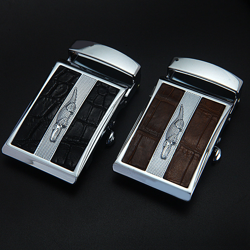 태국 악어 벨트 버클 헤드 3.8CM 슬롯리스 벨트 버클 남성용 바지 벨트 부드러운 이가없는 자동 버클 헤드