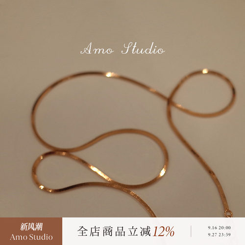AMO蛇骨链项链女纯银简约气质