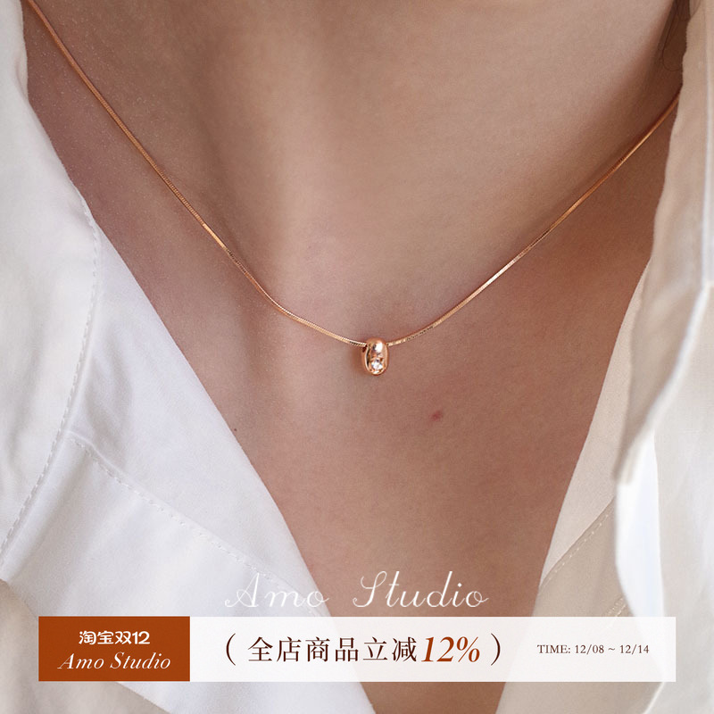 AMO闪钻小金豆项链纯银百搭日常