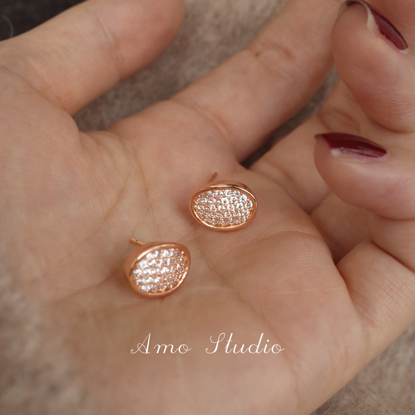 AMO轻奢闪钻耳环精致百搭高级感