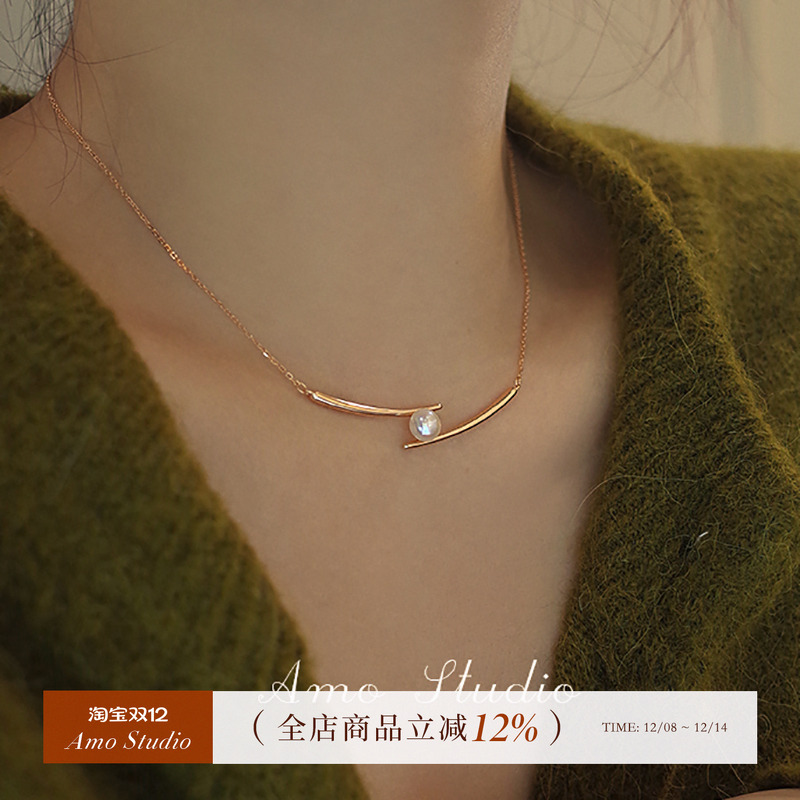 AMO微笑珍珠项链纯银复古气质