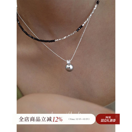 AMO经典戴妃款人造珍珠项链女纯银轻奢小众锁骨链高级简约毛衣链
