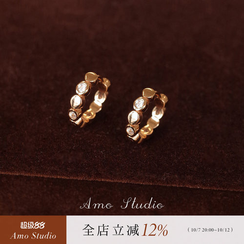 AMO闪钻圆圈耳扣女小众通勤百搭