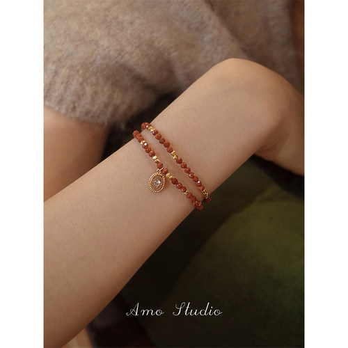 AMO天然金沙石手链女复古本命年