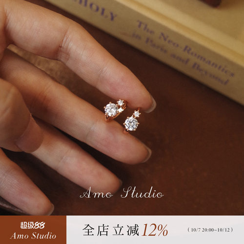 AMO闪钻圆圈耳环简约百搭不挑人