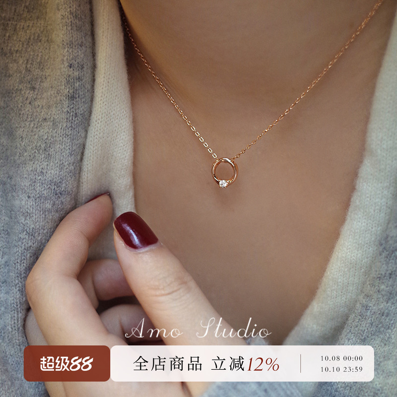 闪钻莫比乌斯项链女纯银经典气质
