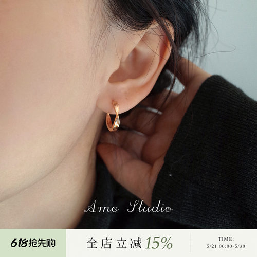 AMO金色圆圈耳环女轻奢简约百搭