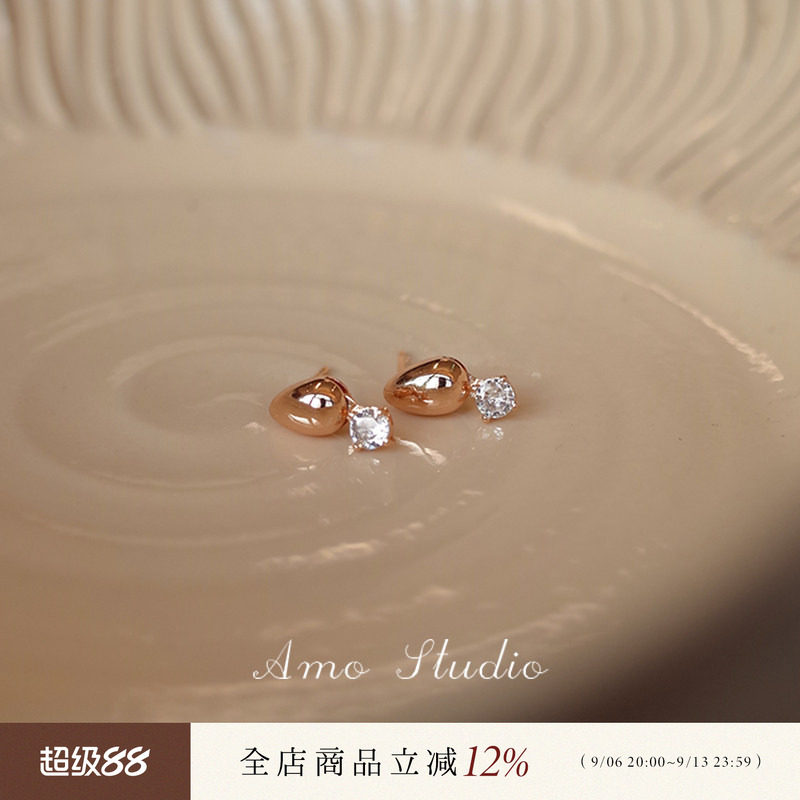 AMO可晃动闪钻水滴耳环简约百搭图片