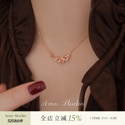 AMO金色桂花项链女小众温柔气质