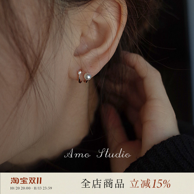 特别设计天然馒头珍珠耳钉女高级感耳夹无耳洞耳饰耳环2026年新款