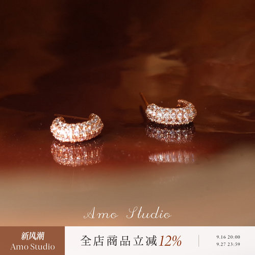 AMO闪钻C型耳环小众轻奢气质温柔