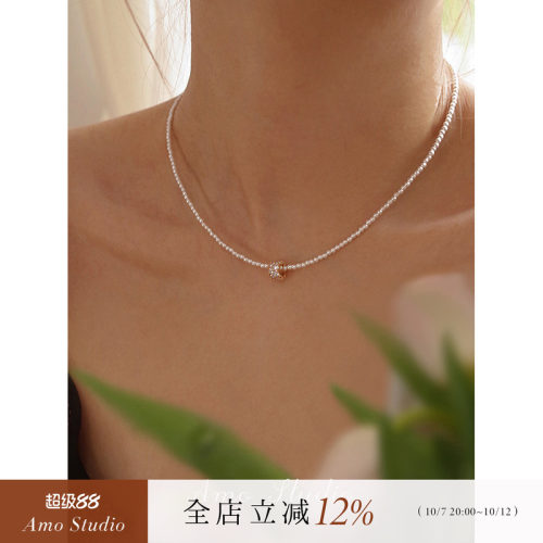 AMObaby人造珍珠项链女正圆迷你