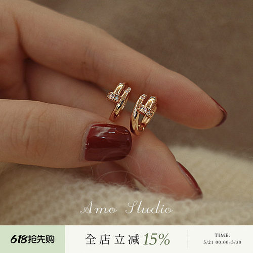 AMO钉子耳环女小众设计大牌感