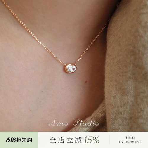AMO超闪几何高碳钻项链纯银简约