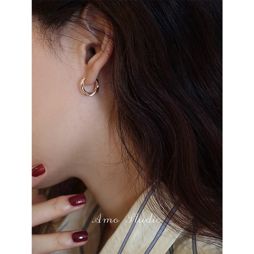 AMO金色圆圈耳环女简约高级