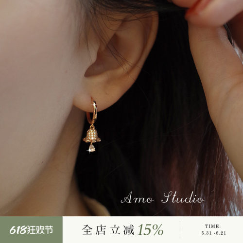 AMO圣诞铃铛耳环女甜美复古