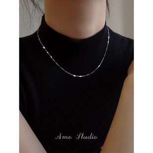 AMO简约基础款 叠戴纯银项链女轻奢小众高级感锁骨链2025新款 爆款