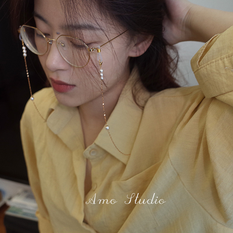 AMO法式复古风珍珠眼镜链女潮款挂脖防丢防掉防滑口罩链配饰