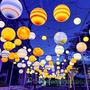 星球灯吊灯月球灯手绘网红月亮灯创意发光户外氛围灯餐厅户外装饰