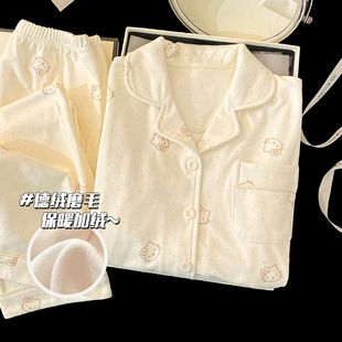 HelloKitty德绒加厚儿童睡衣秋冬季长袖2025新款女童小女孩家居服