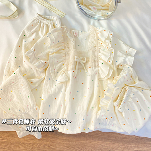 小女孩卡通儿童2026新款 长裤 家居服 三件套女童睡衣公主风短袖 夏季