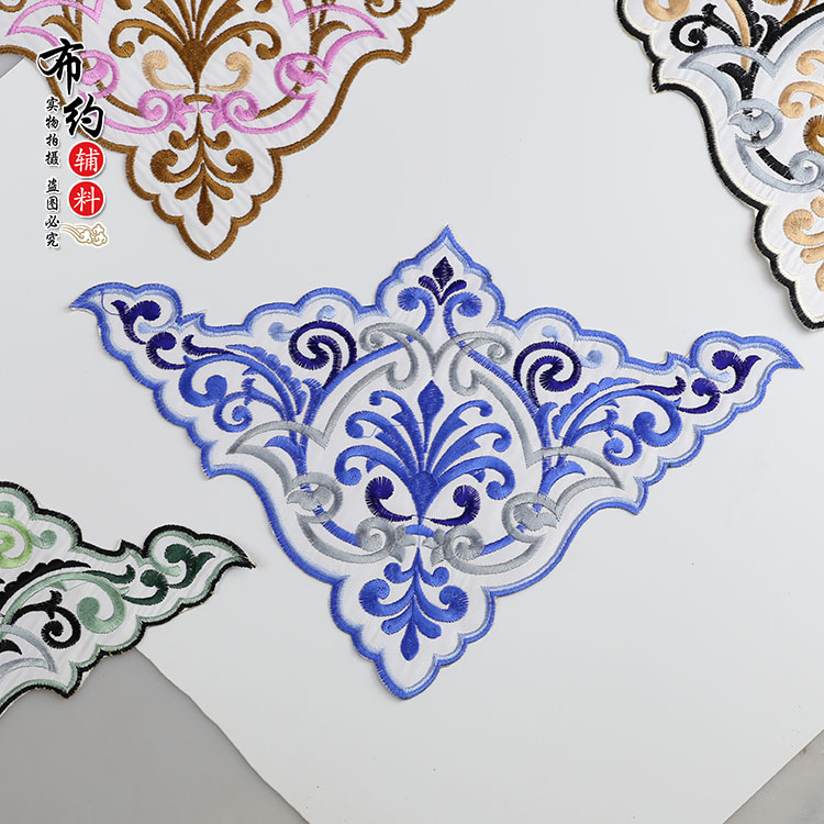 diy中国风绣片抱枕布艺补丁贴