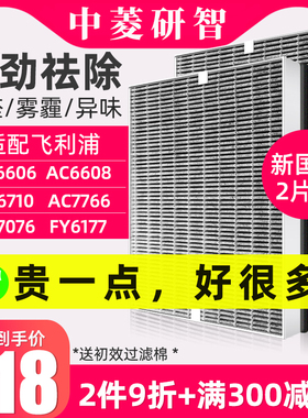 中菱研智适配飞利浦空气净化器AC6608/6606/6675过滤网FY6177滤芯