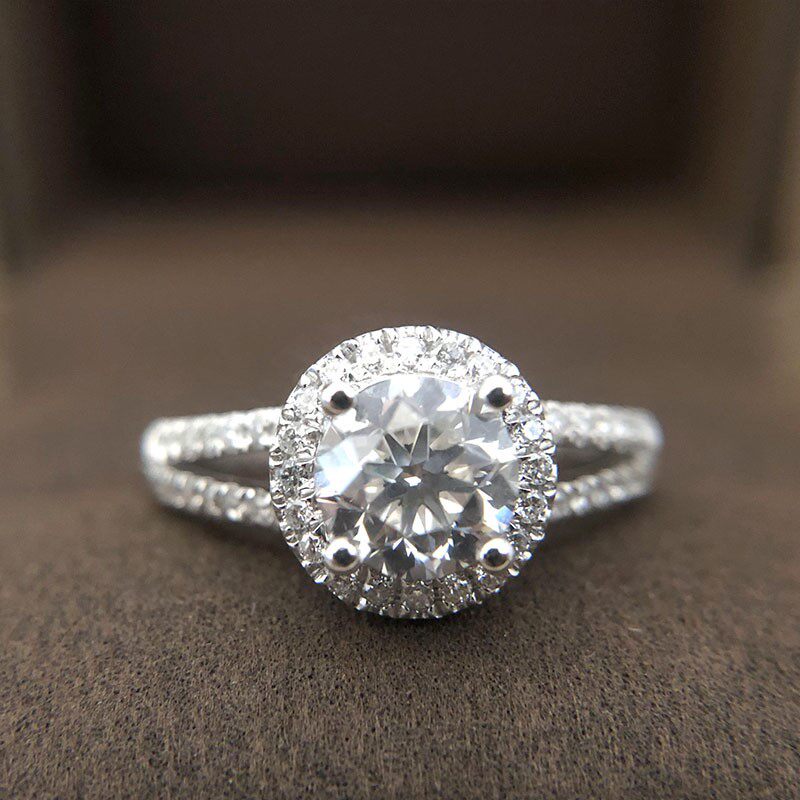 水贝珠宝 1克拉 GIA钻石戒指定制女戒围2圈群镶钻戒 结婚礼物