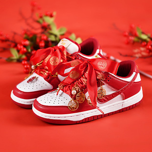 莆田aj婚鞋红色本命鞋du女鞋板鞋男款新春情侣鞋结婚鞋女款亮片
