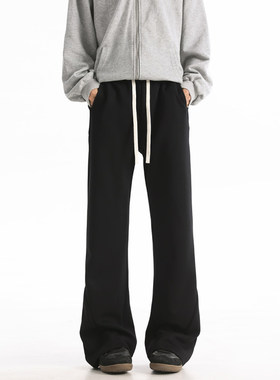 PUBIE微喇休闲裤男秋潮牌宽松垂感弯刀直筒卫裤学生百搭运动卫裤