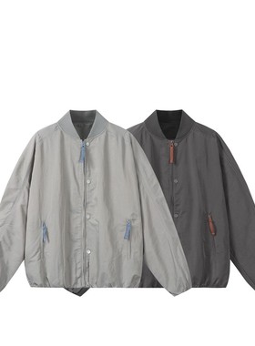 YANSANXIA潮牌美式复古拉链飞行员夹克男秋宽松情侣百搭运动外套