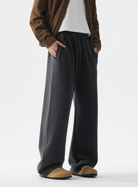 PUBIE水洗做旧baggy美式卫裤男秋季潮牌重磅宽松直筒阔腿休闲长裤