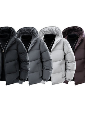 PSALMIST简约百搭连帽保暖排骨羽绒服男2025新款冬季加厚抗寒外套