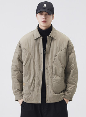 BRUSHKA翻领羽绒服2025秋冬新款轻薄款休闲工装夹克外套保暖潮流