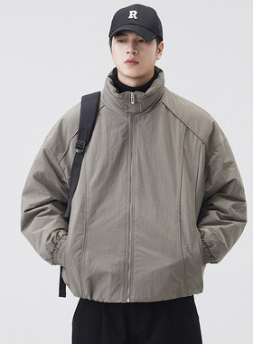 BRUSHKA鸭绒羽绒服2025新款潮牌宽松高级感立领轻薄羽绒外套男款