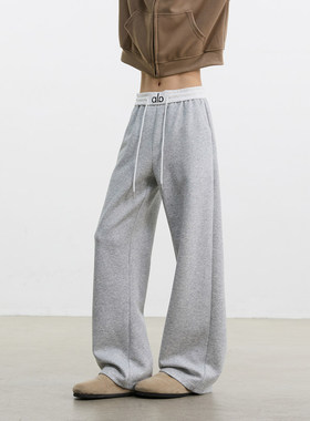 PUBIE秋冬美式撞色拼接腰头运动卫裤男秋季高街纯色直筒宽松长裤