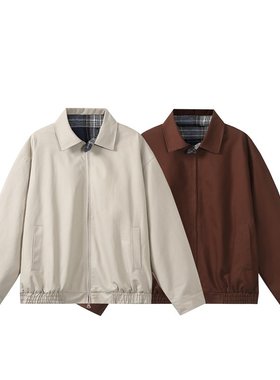 YANSANXIA秋季新款潮牌美式格子拼接cleanfit夹克男女复古宽外套