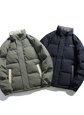 YANSANXIA秋冬季加厚宽松棉服拼色立领保暖棉衣男休闲日系外套潮