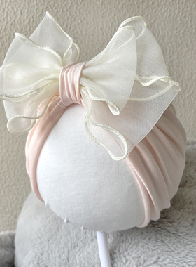 婴儿帽子春夏纯棉薄款胎帽女宝宝囟门帽可爱超萌蝴蝶结公主印度帽