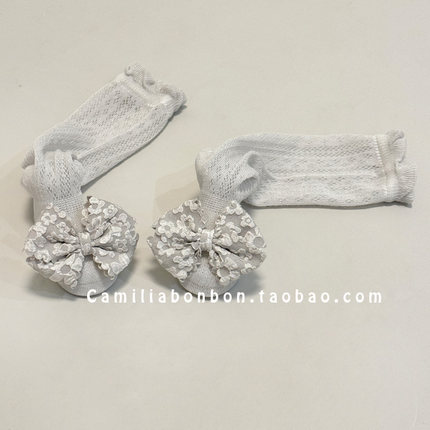 新生婴儿防蚊袜夏季超薄网眼过膝不勒腿女宝宝可爱透气无骨长筒袜