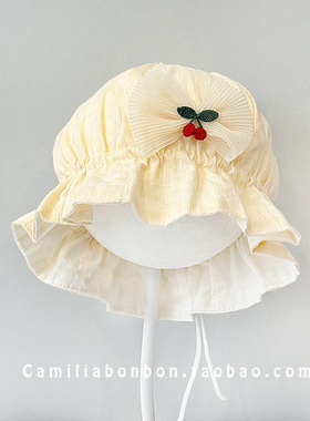 韩版婴儿渔夫帽春夏季薄款6个月女宝宝可爱遮太阳可调节防晒帽子