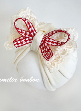 婴儿帽子护囟门春秋季纯棉护耳胎帽0-3个月女宝宝洋气无骨公主帽