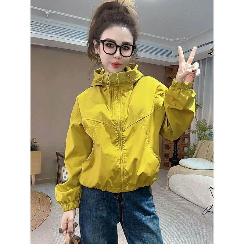 欧货短款连帽双拉链冲锋衣外套女2025春季爆款百搭小个子夹克上衣,女装/女士精品,短外套,淘宝优惠券,粉丝福利购,淘宝优惠卷