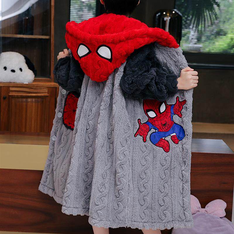 男童睡袍珊瑚绒冬季加厚保暖蜘蛛侠浴袍男孩法兰绒儿童家居服睡衣,童装/婴儿装/亲子装,家居袍/睡袍,淘宝优惠券,粉丝福利购,淘宝优惠卷