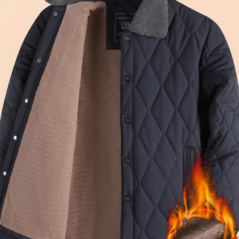 中老年人男士棉袄加绒加厚爸爸冬装保暖外套80岁老头棉衣爷爷衣服