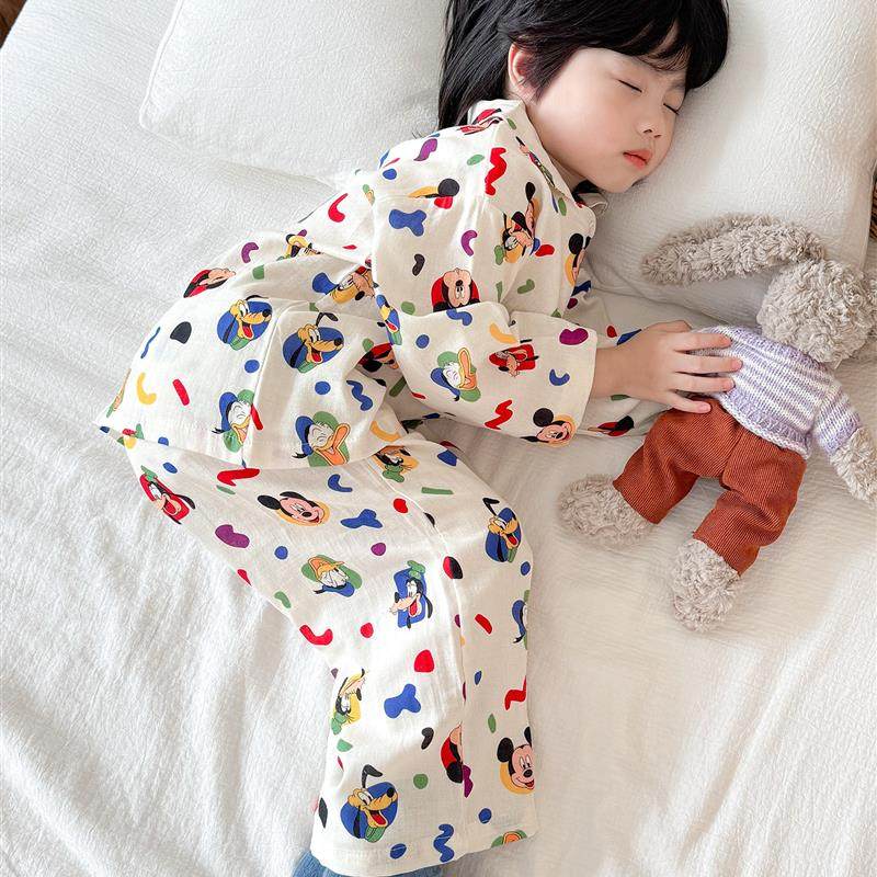 男童睡衣双层纯棉纱布套装女孩儿童长袖长裤翻领开衫春秋季家居服,童装/婴儿装/亲子装,家居服套装,淘宝优惠券,粉丝福利购,淘宝优惠卷