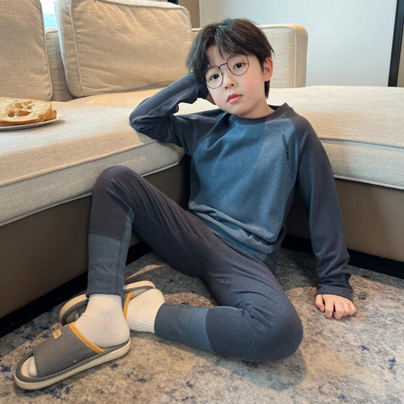 男童德绒保暖内衣套装秋冬款大童秋衣秋裤家居服儿童加绒加厚睡衣