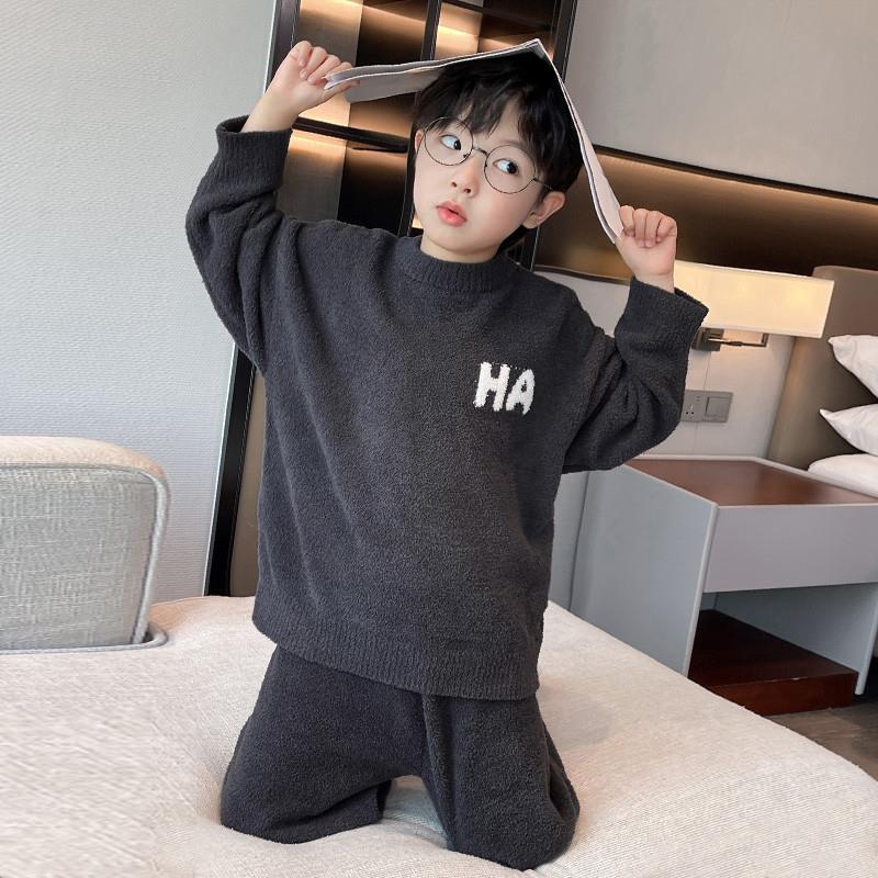 儿童装男童睡衣2025秋冬款家居服中大童法兰绒冬季加绒加厚珊瑚绒