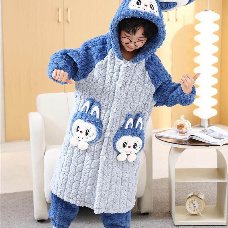 儿童睡衣男孩浴袍珊瑚绒秋冬季法兰绒男童保暖睡袍家居服套装LABU,童装/婴儿装/亲子装,家居服套装,淘宝优惠券,粉丝福利购,淘宝优惠卷