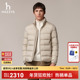 Hazzys哈吉斯正品 男装 休闲立领纯色羽绒服通勤潮流简约外套男上衣